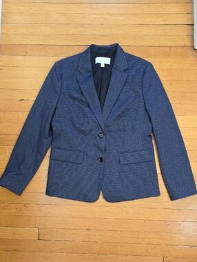 BOSS, Hugo Boss, Navy Small Houndstooth Travel Blazer, EUC, Women's 10